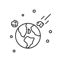 Asteroid toward earth icon. Simple line, outline vector elements of interplanetary colonization icons for ui and ux, website or mobile application