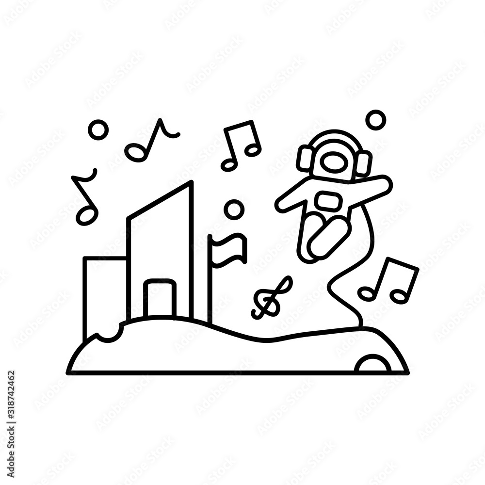 Poster space entertainment cosmonaut music icon. simple line, outline vector elements of interplanetary col