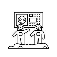 Display cosmonaut, science IT icon. Simple line, outline vector elements of interplanetary colonization icons for ui and ux, website or mobile application