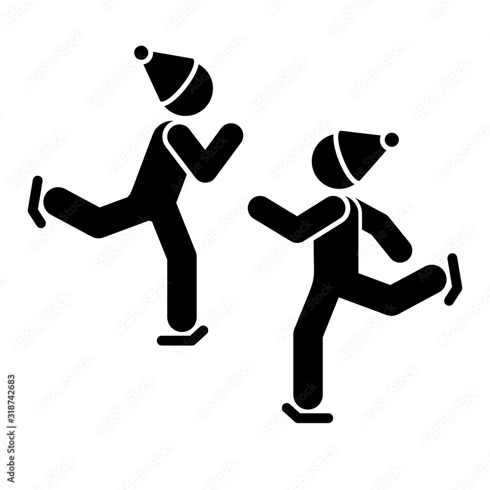 Poster men skiing icon. simple vector pictogram of winter recreation icons for ui and ux, website or mobile