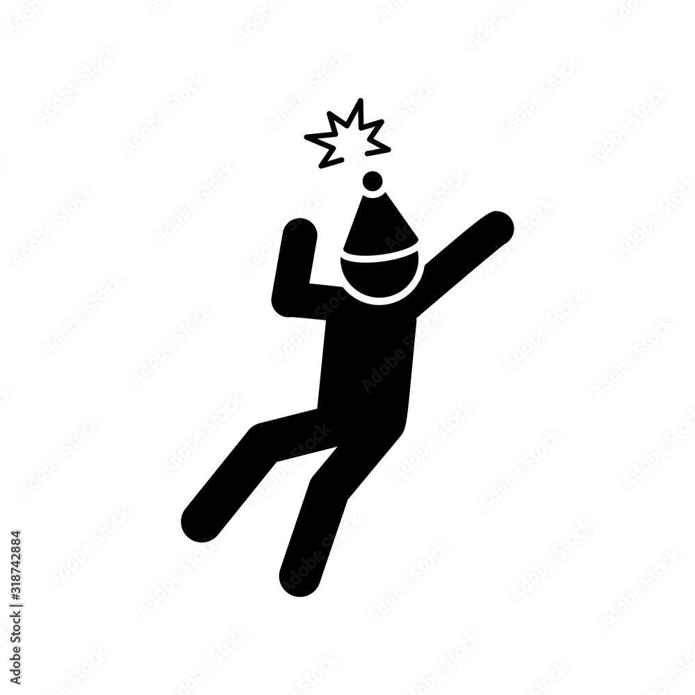 Poster man falls in the snow icon. simple vector pictogram of winter recreation icons for ui and ux, websit