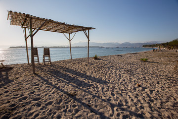 Scenic view of amazing tropical beach. Nature composition and vibrant colors.