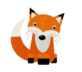 Obraz premium cartoon scene with wild animal fox on white background illustration