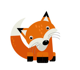 cartoon scene with wild animal fox on white background illustration