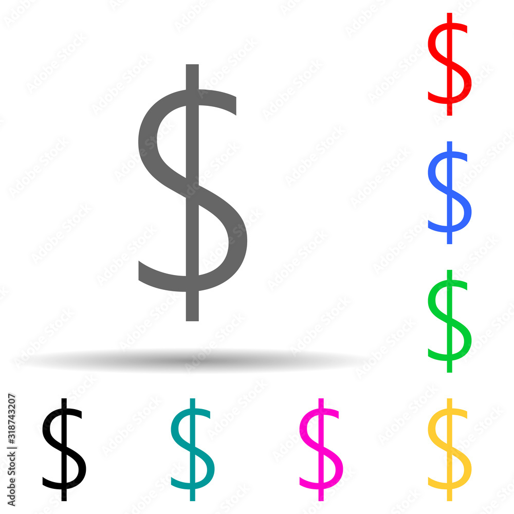 Poster dollar multi color style icon. simple glyph, flat vector of crepto currency icons for ui and ux, web