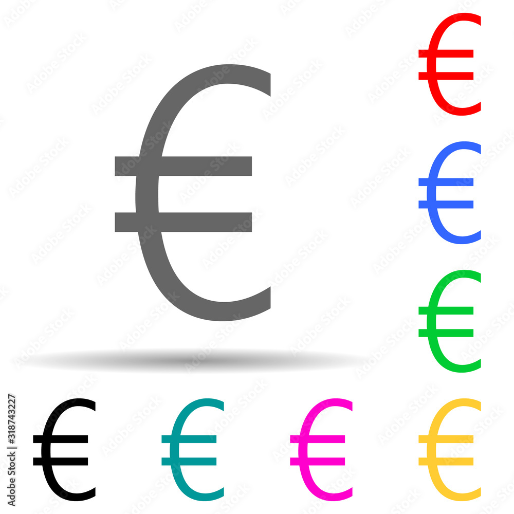 Poster euro multi color style icon. simple glyph, flat vector of crepto currency icons for ui and ux, websi
