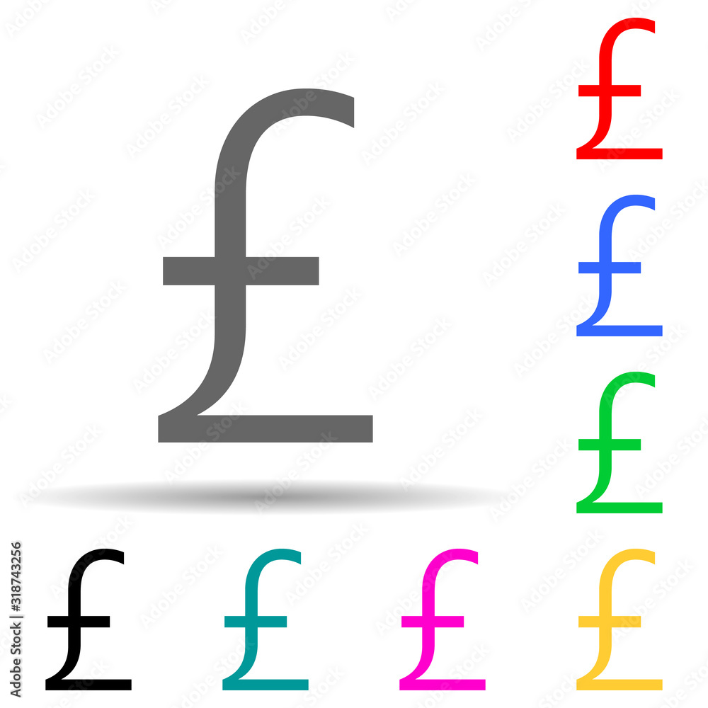 Poster pound multi color style icon. simple glyph, flat vector of crepto currency icons for ui and ux, webs