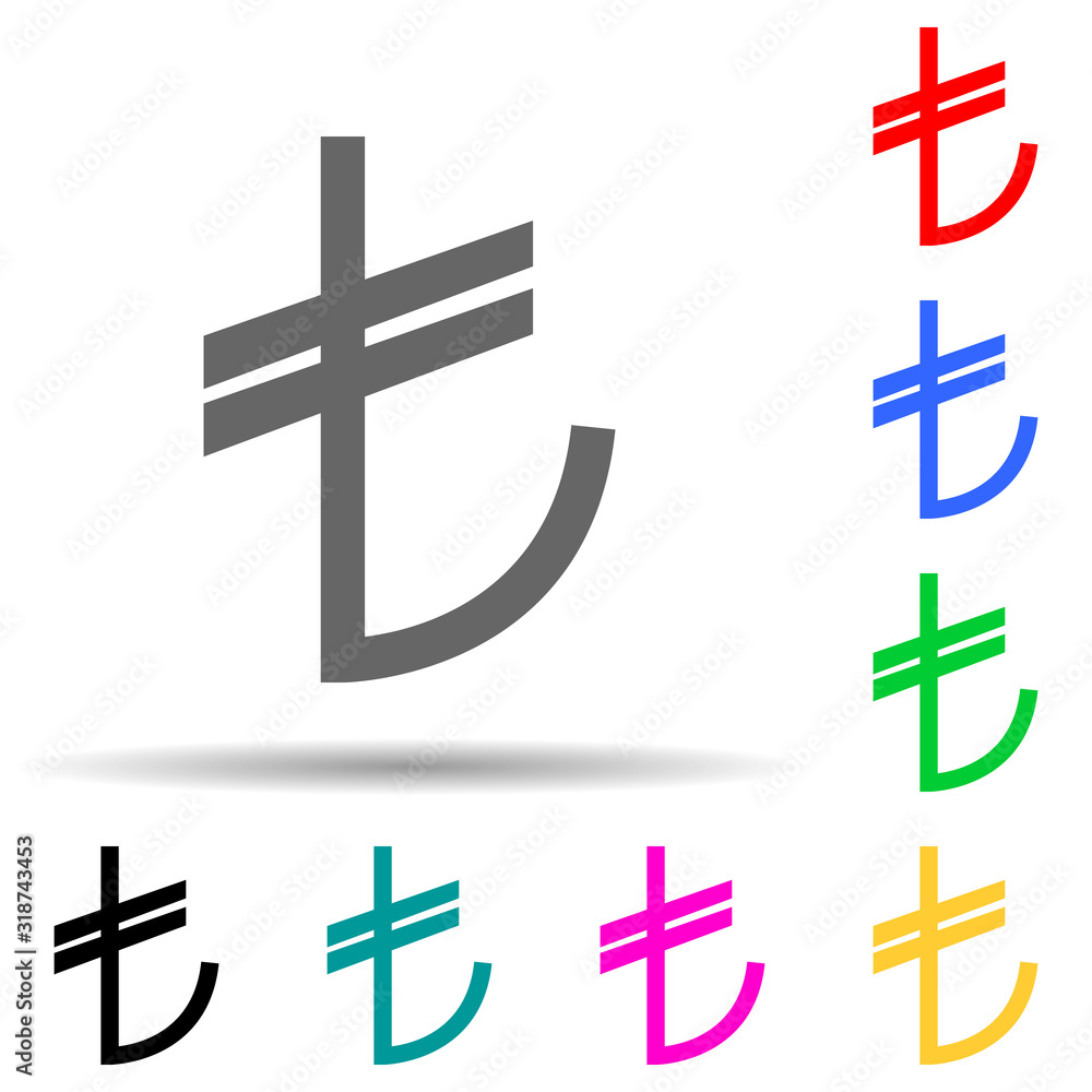 Poster turkish lira multi color style icon. simple glyph, flat vector of crepto currency icons for ui and u