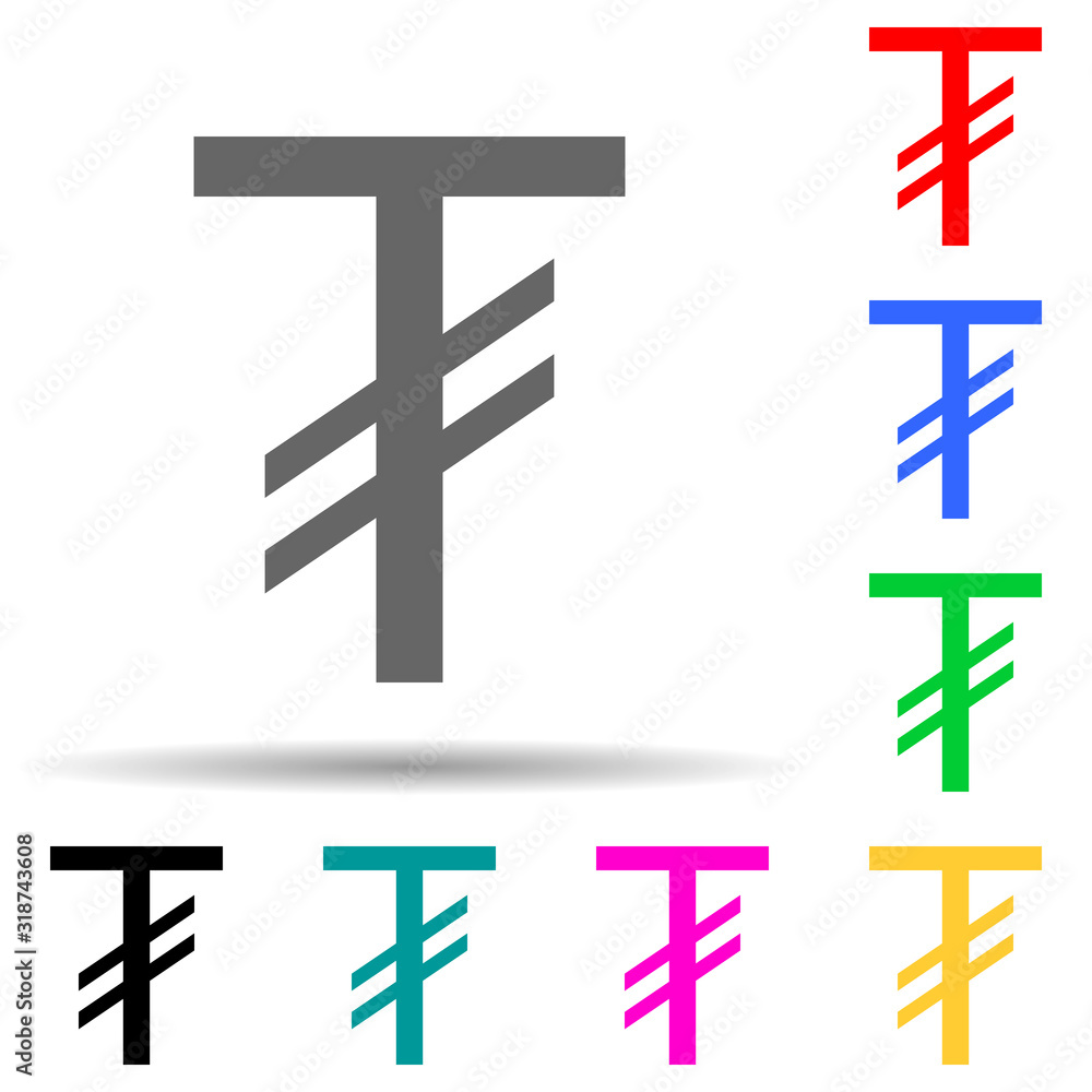 Poster tugrik multi color style icon. simple glyph, flat vector of crepto currency icons for ui and ux, web