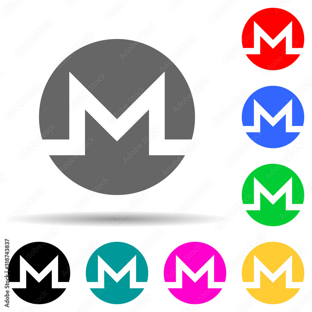 Aufkleber monero multi color style icon. simple glyph, flat vector of crepto currency icons for ui and ux, web