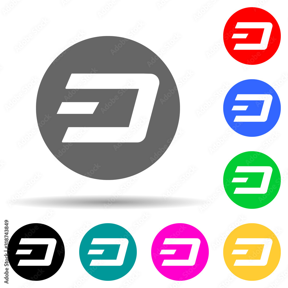 Poster dash multi color style icon. simple glyph, flat vector of crepto currency icons for ui and ux, websi