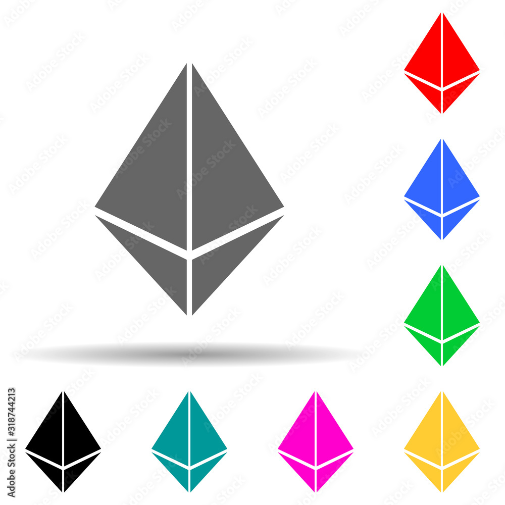 Poster etherium sign multi color style icon. simple glyph, flat vector of crypto icons for ui and ux, websi