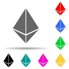 Etherium sign multi color style icon. Simple glyph, flat vector of crypto icons for ui and ux, website or mobile application