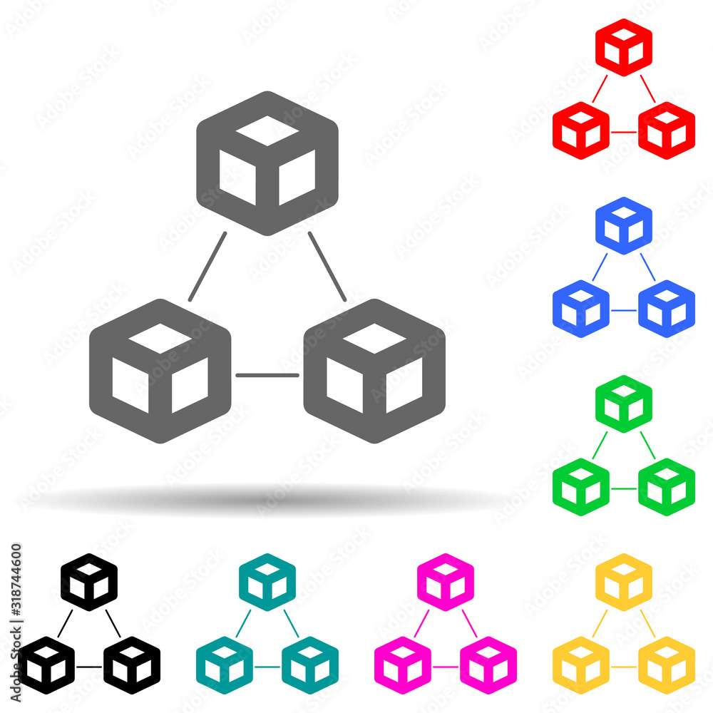 Poster blockchain multi color style icon. simple glyph, flat vector of crypto icons for ui and ux, website 