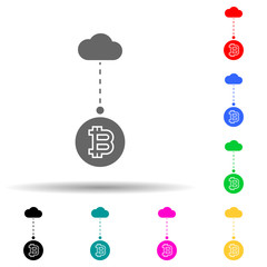 download bitcoin from cloud multi color style icon. Simple glyph, flat vector of crypto icons for ui and ux, website or mobile application