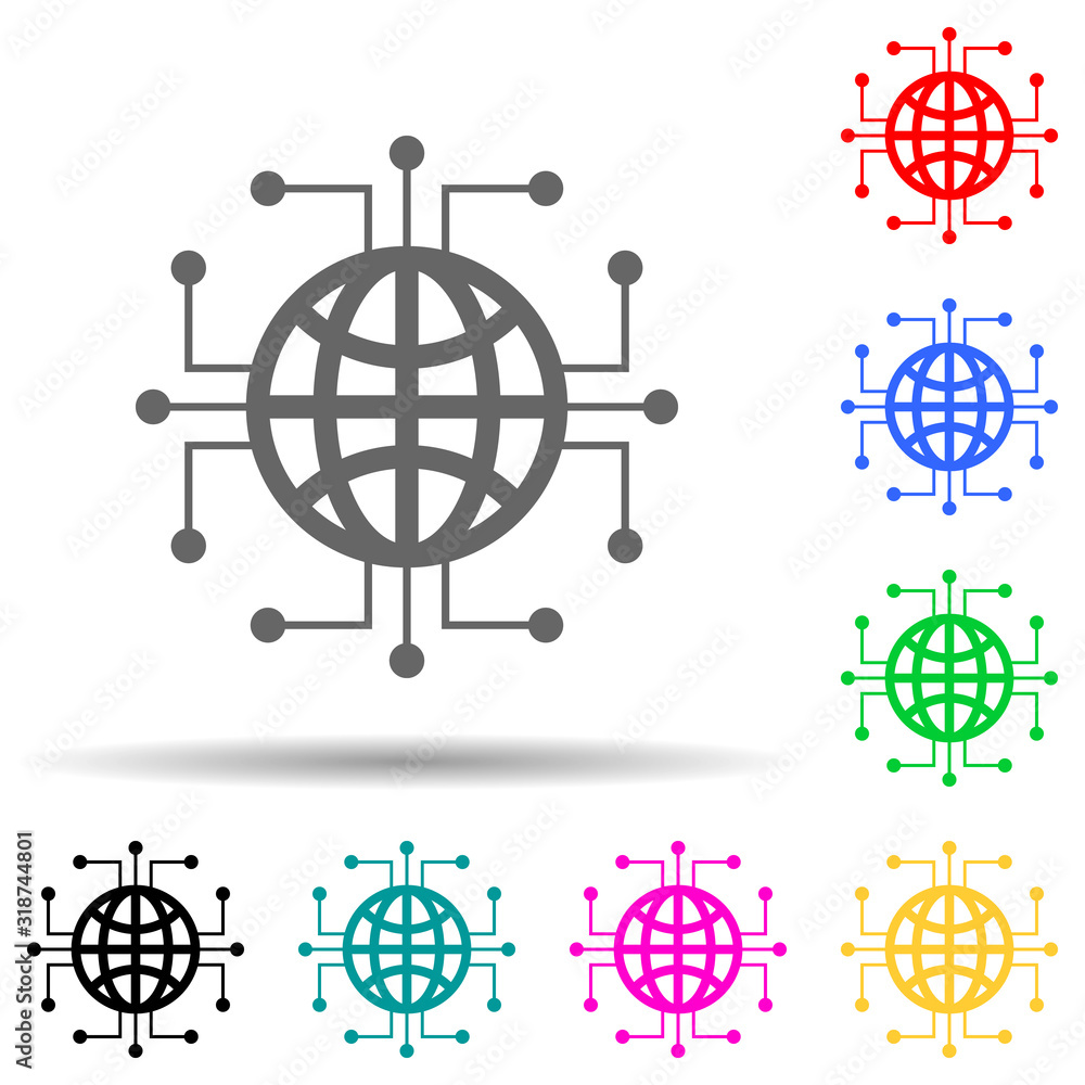 Poster electronic globalization multi color style icon. simple glyph, flat vector of crypto icons for ui an