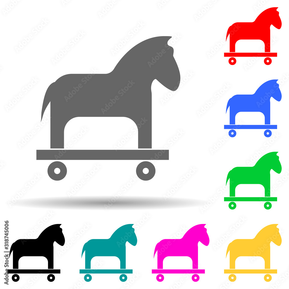 Poster trojan horse multi color style icon. simple glyph, flat vector of cyber security icons for ui and ux