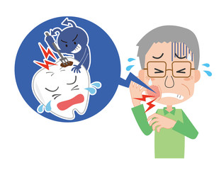 むし歯　虫歯　歯痛　歯科　歯医者　痛い　症状　おじいさん
