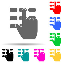 pin code and hand multi color style icon. Simple glyph, flat vector of cyber security icons for ui and ux, website or mobile application