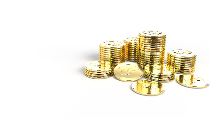 The  gold coins group 3d rendering on white background  for business content.