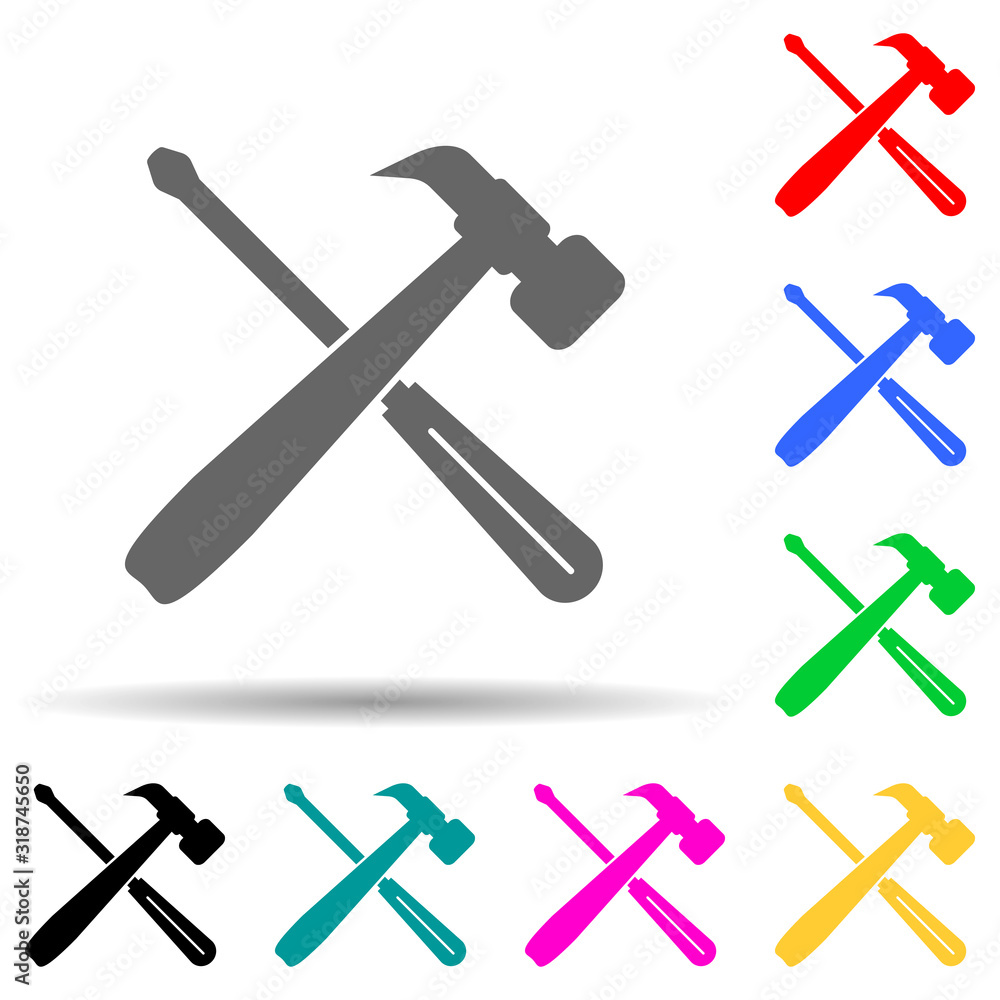 Poster tools for repair multi color style icon. simple glyph, flat vector of cyber security icons for ui an