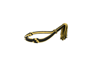 Mongkol with stripes yellow and black are isolated on white background, using by Muay Thai...