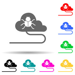 virus in the cloud multi color style icon. Simple glyph, flat vector of cyber security icons for ui and ux, website or mobile application