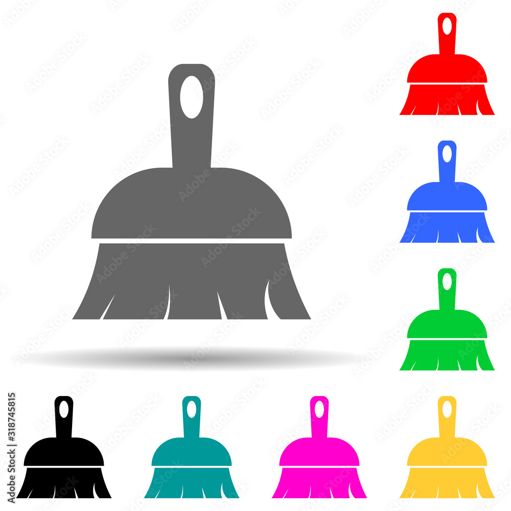 Poster broom multi color style icon. simple glyph, flat vector of cyber security icons for ui and ux, websi