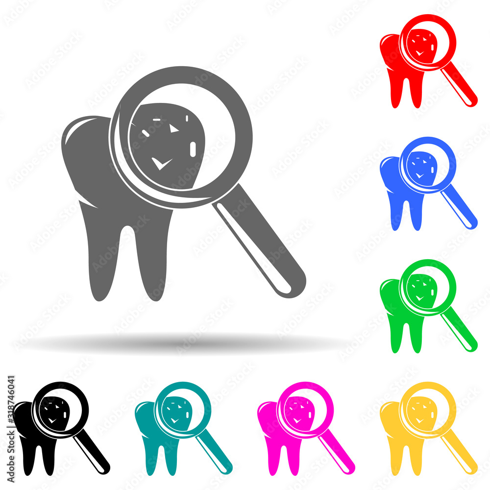 Poster caries on teeth multi color style icon. simple glyph, flat vector of dental icons for ui and ux, web