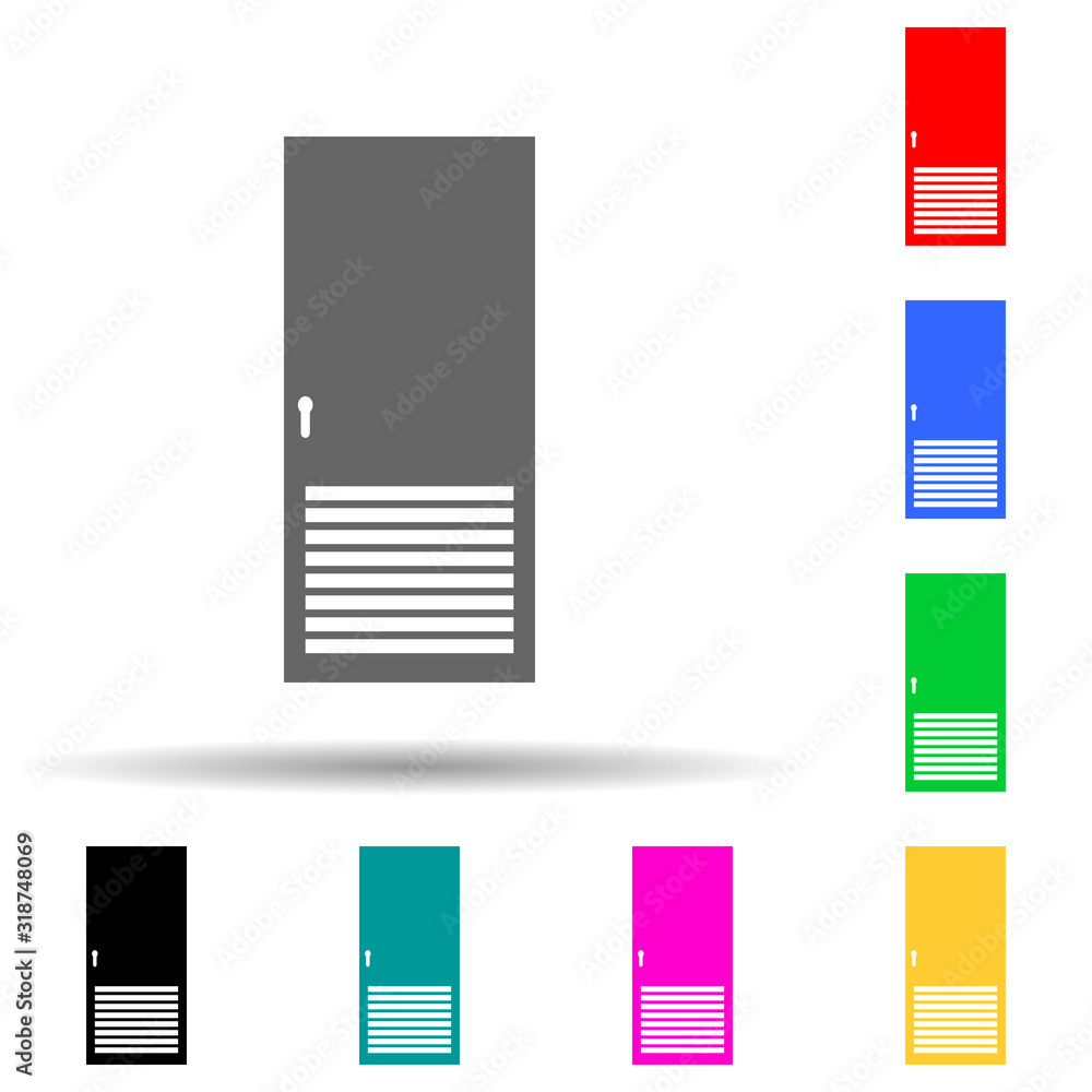 Poster ventilated door multi color style icon. simple glyph, flat vector of door icons for ui and ux, websi