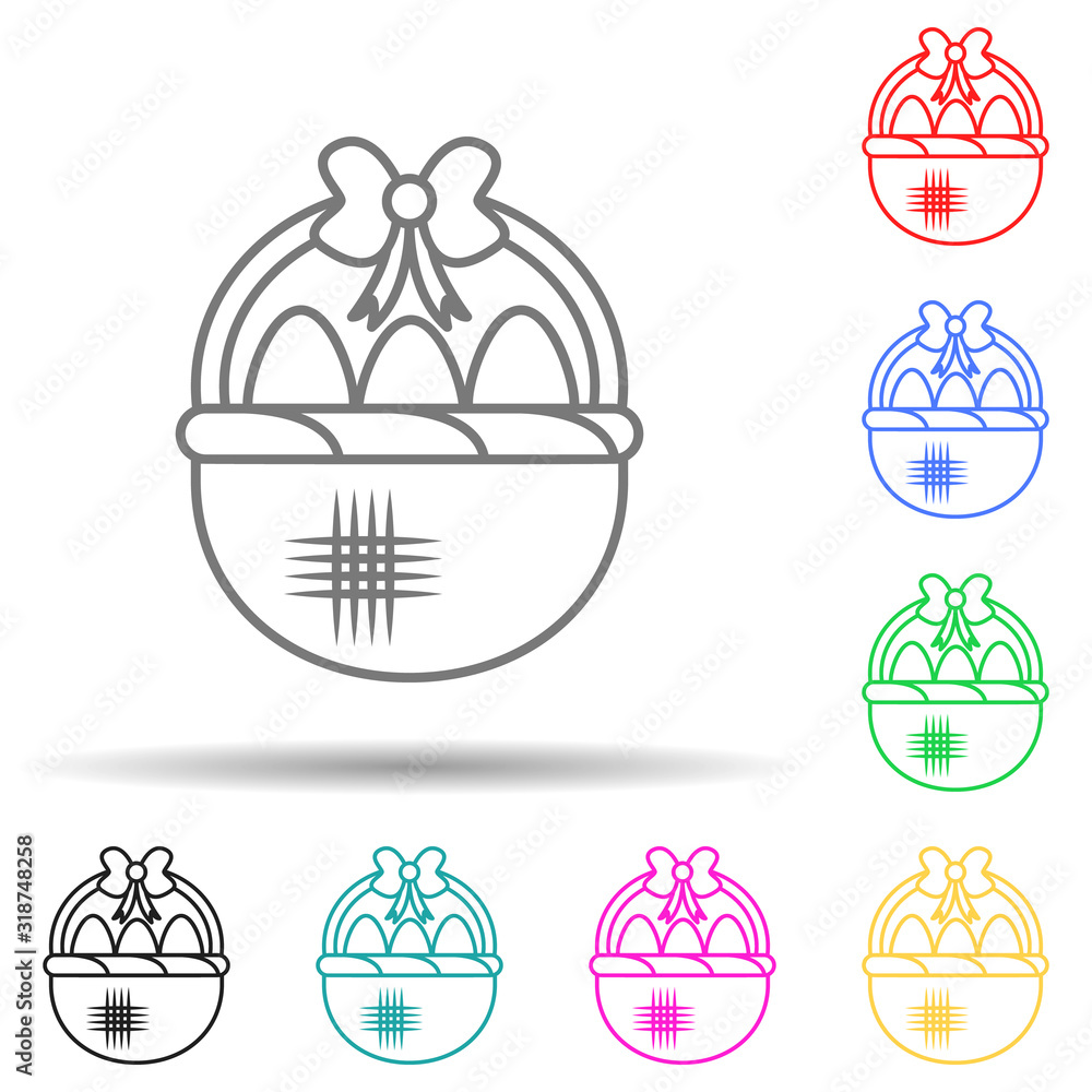 Poster easter basket multi color style icon. simple thin line, outline vector of easter icons for ui and ux
