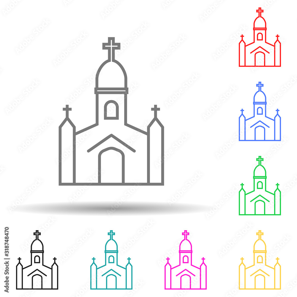 Poster church multi color style icon. simple thin line, outline vector of easter icons for ui and ux, websi