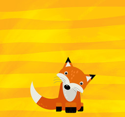 cartoon scene with wild animal fox on yellow stripes illustration