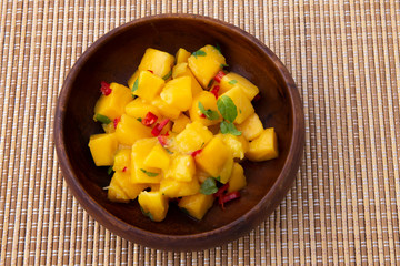 mango chunks with red chiilli and mint