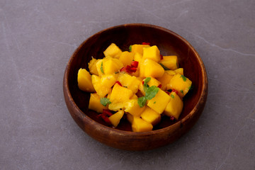 mango chunks with red chiilli and mint