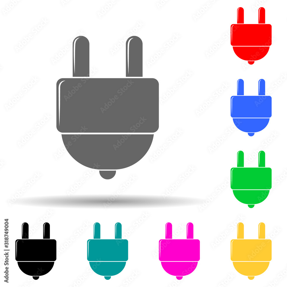 Poster electrical plug multi color style icon. simple glyph, flat vector of ecology icons for ui and ux, we