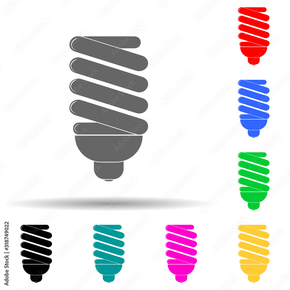 Poster economical light bulb multi color style icon. simple glyph, flat vector of ecology icons for ui and 