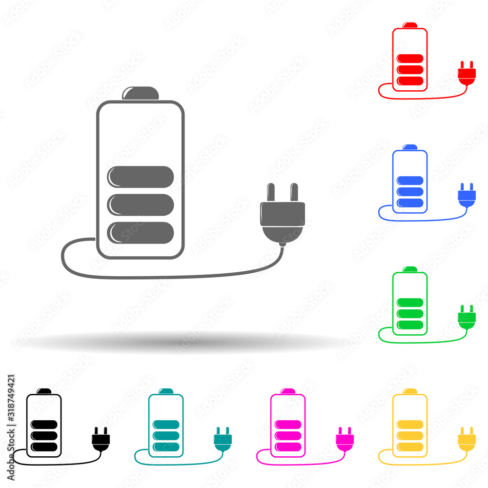 Aufkleber battery charge multi color style icon. simple glyph, flat vector of ecology icons for ui and ux, web