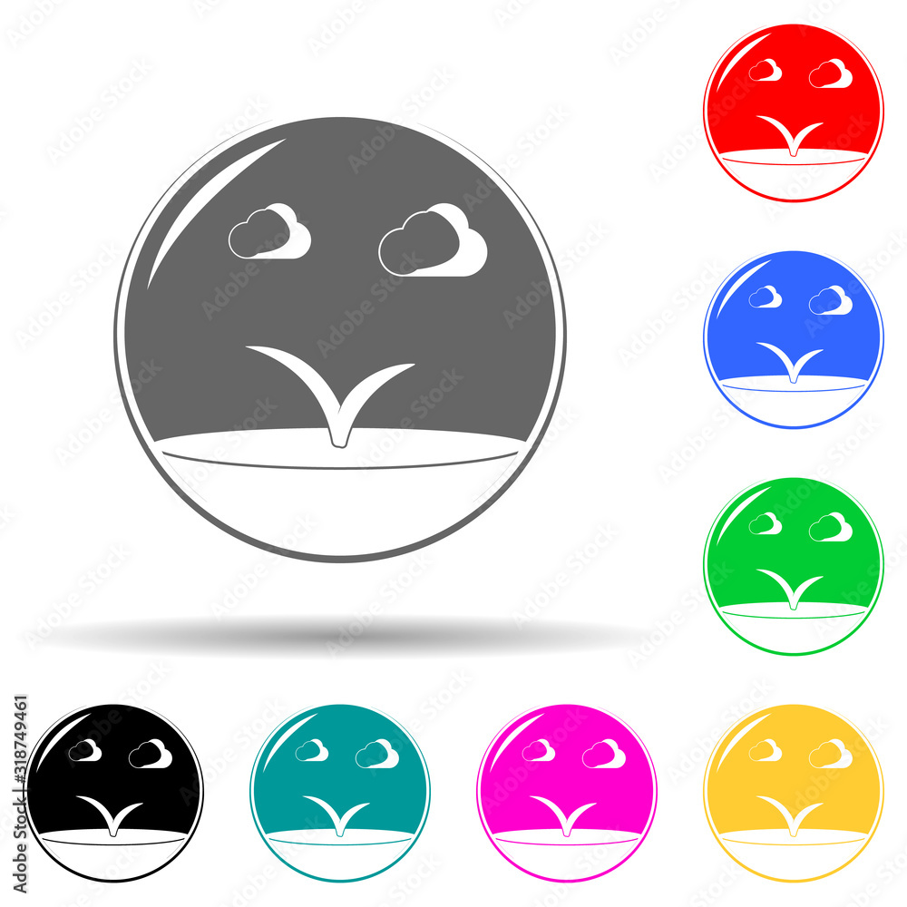 Poster sprout in a bowl multi color style icon. simple glyph, flat vector of ecology icons for ui and ux, w