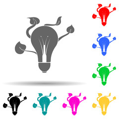 electric bulb and leaves multi color style icon. Simple glyph, flat vector of ecology icons for ui and ux, website or mobile application
