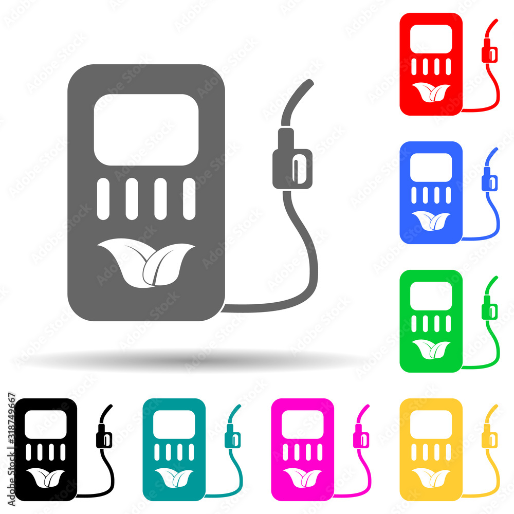 Poster eco-gasoline multi color style icon. simple glyph, flat vector of ecology icons for ui and ux, websi
