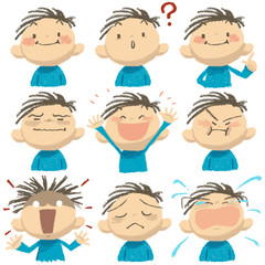 男の子の上半身・感情表現