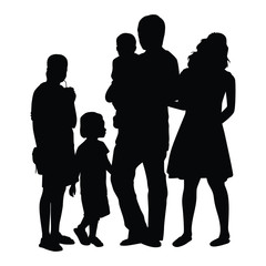 Family silhouette vector on white background,People
