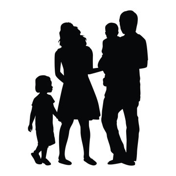 Family silhouette vector on white background,People