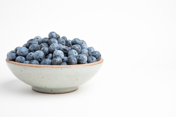 Fresh Blueberries In Glazed Bowl