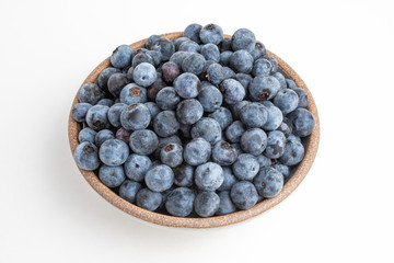 Fresh Blueberries In Glazed Bowl