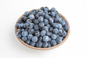 Fresh Blueberries In Glazed Bowl