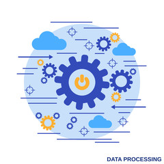 Data processing, information computing flat design style vector concept illustration