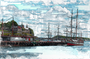 Akershus Fortress or Akershus Castle in Oslo, Norway