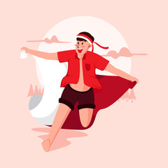 Indonesia Independence Day Flat Illustration